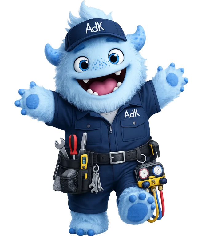 AdK Top-Cooling blue mascot, ready to help