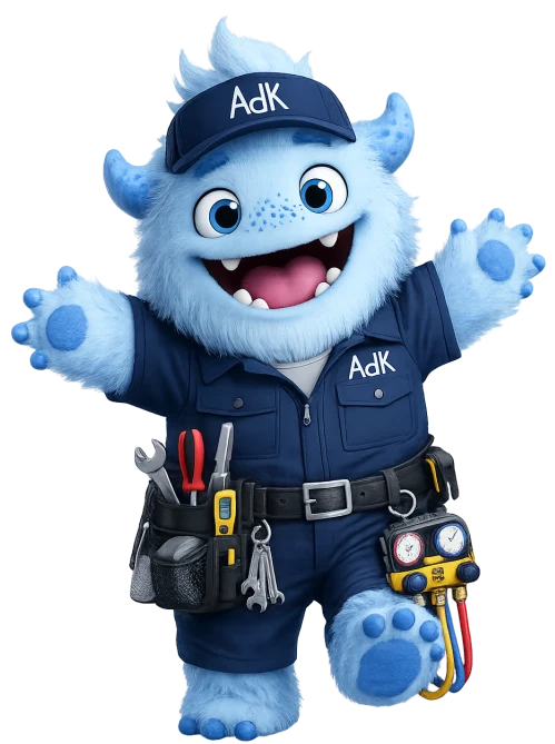 AdK’s blue cooling mascot